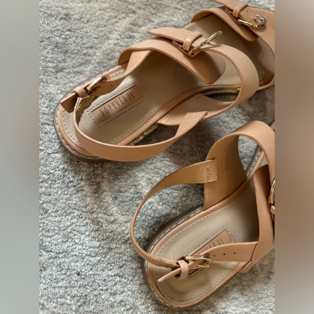 Peach Strappy Faux Leather Sandals - Picture 2 of 5